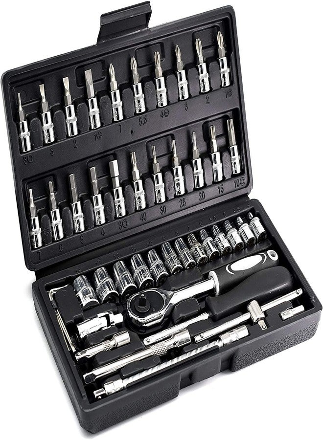 Catron 46 in 1 Hand Tool Kit - Multi-Purpose Combination Wrench Set, Precision Socket Set, Screwdriver Set for Bike and Car Repair - Image 1